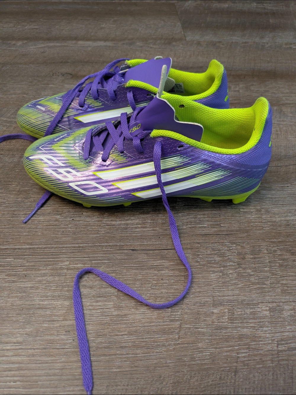 Adidas Kids Purple and Neon Green Soccer Cleats - Lightweight Performance